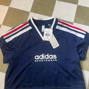 NEW Adidas Navy Jersey Crop Top